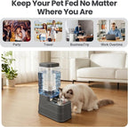 Automatic Dog Water Dispenser Gravity Stainless Steel Water Feeder Cat Waterer Feeder with Wide Mouth Bowl for Small Medium Dog Puppy Kitten (Filter &Ice Pack Included) 2.2Gallon Gray