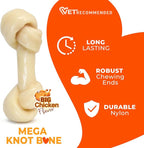 Nylabone Power Chew Mega Knot Bone Dog Chew Toy, Chicken Flavor, X-Large | Durable dog toys for aggressive chewers, long lasting, discourages destructive chewing, for dogs 50+ lbs, flavor throughout