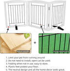 ZJSF Freestanding Dog Fence Indoor, Foldable Dog Gate for Doorways, Stairs or Hallways, Sturdy Wood Extra Wide Pet Gate with Support Feet for The House, White, 24 "Height-3 Panels