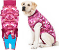 Suitical Recovery Suit for Dogs | Spay and Neutering Dog Surgery Recovery Suit for Male or Female | Soft Fabric for Skin Conditions | M+ | Neck to Tail 24.0”-28.3” | Pink Camouflage