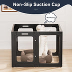 Jalove 24" H Acrylic Dog Playpen Indoor,Relieves Pet Anxiety | Ideal for Small Dogs, 8 PCS Plastic Puppy Playpen with Door, Clear PlayPen for Dog Rabbit, Easy Assemble Pen, Black