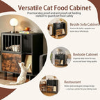 Dog Proof Cat Feeder Station – Elevated Feeding Table with Stainless Steel Bowls, Scratching Board & Storage Locker, Anti-Dog, Sturdy, Easy Assembly, Outdoor Wood Furniture