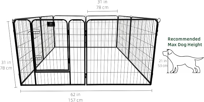 PJYuCien Puppy Playpen Plus Storage Bage with Bottom & Top Cover, 31.3" H | Heavy Duty, Dog Fence for Small Dogs, Foldable Square Pen, Indoor, Outdoor, Backyard Pasture, Camping, Protects Floors
