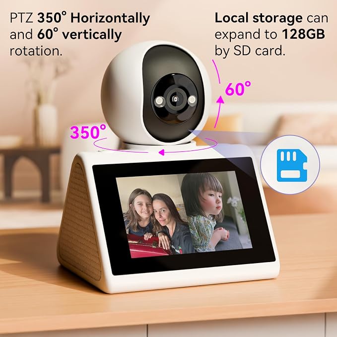 Home Security Camera with 4.3" Screen, Two Way Video Call Function for Elderly, Baby and Pets, 1080P HD with Motion Detection