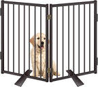 Metal Freestanding Dog Gates with Door for Outdoor Indoor,Extra Wide Tall Free Standing Dog Gate for Doorways,Large Openings,Deck,Yard,Porch,Foldable Safety Pet Fence (Black, 【2 Panels】 32''H*40''W)