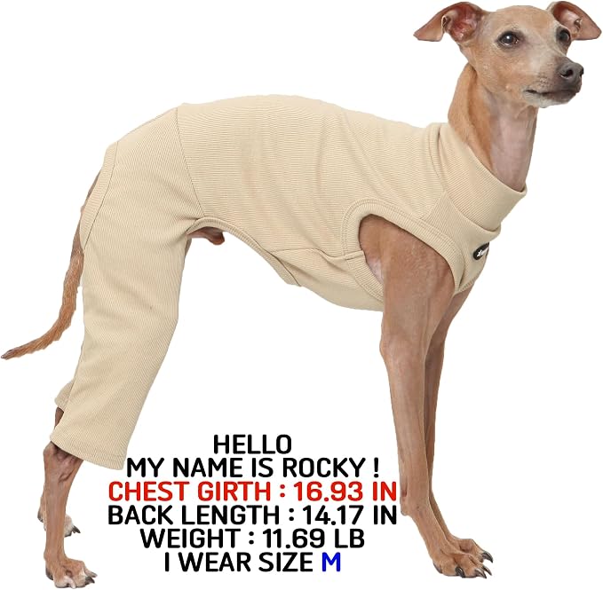 D Doggy Star Italian Greyhound Clothes High-Stretch Sleeveless Onesie for Styling (2XL,Coordi Beige)