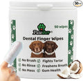 Dog Teeth Cleaning Wipes - Natural Coconut Oil & Aloe - Dental Wipes for Dogs - No-Rinse Pet Dental Finger Wipes - 50 Count