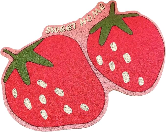 Cute Litter Mat, Lexible Fruit Skid Resistance Cat Litter Mat Litter Trapping Mat Litter Box Mat cat Litter Box mat for Cat Food Catching and Floor Protection - 15. 7x23. 6in