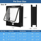 CEESC Medium Cat Door for Interior/Exterior, for Pets <15.75", Black | Rotary 4-Way Lock, Weatherproof, Fits doors 1.26-2.14", Adjustable tunnel depth, Upgraded version
