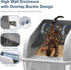 Suzzipaws XL Stainless Steel Sifting Litter Box with Lid for Pine Pellets | 7" Deep High-Sided Non-Stick Stainless Steel Pan with Anti-Leakage and Easy-Clean for Big Cats Using Pellets