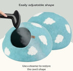 MEOWFIA Cat Cave – Premium Felt Cat Bed Enclosure for Indoor Cats, Handmade Merino Wool (Cloud Nap Blue, Medium)