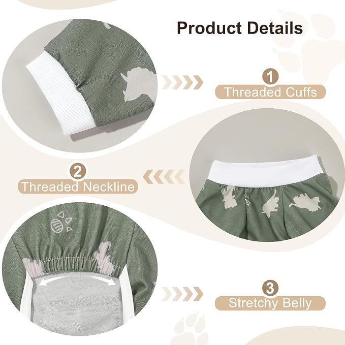 Bienbee Dog Pajamas, 4 Pack Adjustable Onesies for Small to Large Dogs XS | Dog Shedding Suit with Soft Fabric, Breathable & Stretchy, and Adjustable Back Length for Sleeping Lounging and Daily Use