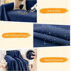 Deep Dream Cat-Scratch Resistant Couch Cover, Waterproof Sofa Cover for 3 Cushion Couch Washable, Pet Friendly Couch Protectors Anti Slip Thickened Love Seat Slipcovers for Dogs Pets,91" x 118",Blue