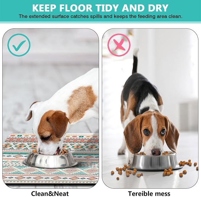 Pet Feeding Mat for Floors Waterproof Dog Mat for Food and Water Absorbent Quick Dry Non Slip mat for Cat Bowls