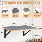 Burlywood Cat Shelves: Set of 4 Wood Cat Furniture Indoors - Climbing Shelf with Wall Mounted Scratching Pad & Hammock for Big Cats