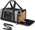 Petskd Small Pet Carrier 17" L x 11" W x 9.5" H Airline Approved, Grey | for Alaska Airlines, Lockable Safety Zippers and Anti-Scratch Mesh, Pets Under 10 lbs