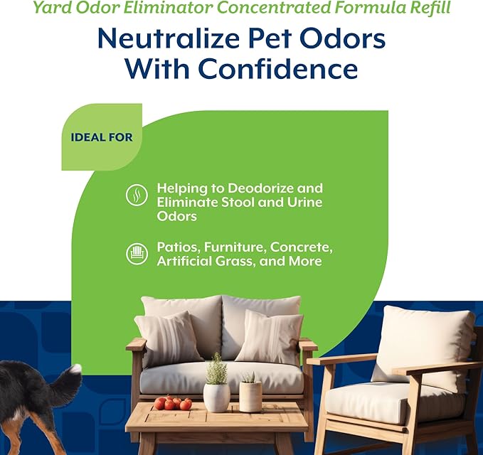 NaturVet Yard Odor Eliminator for Outdoor Dog Odors- 64 oz Refill | Yard Odor Eliminator for Dogs - Neutralize Stool & Urine Odors on Grass, Plants, Patios, Gravel, Concrete & More, Refill