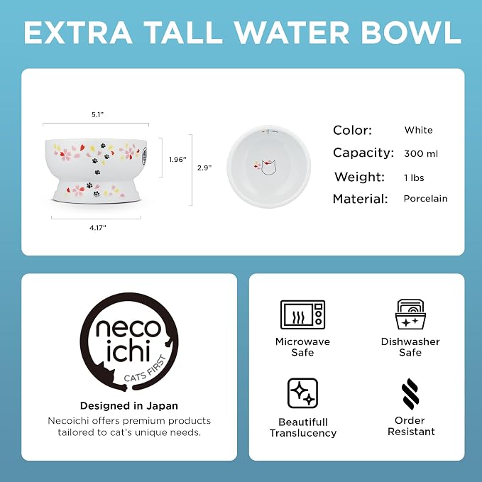 Raised Cat Water Bowl (Sakura Limited Edition)