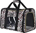 Petmolico Cat Carrier Soft-Sided Airline Approved, Medium, Medium, Leopard | For small/medium cats & puppies up to 16 lbs, 3 open doors, travel-friendly pet bag