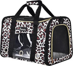 Petmolico Cat Carrier Soft-Sided Airline Approved, Medium, Medium, Leopard | For small/medium cats & puppies up to 16 lbs, 3 open doors, travel-friendly pet bag