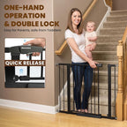Mumeasy 36" Extra Tall Dog Gate,29.7"-40.5" Baby Gate for Stairs & Doorways | Pressure Mounted Toddler & Pet Safety Gate, Double Lock, Auto Close Walk Thru Door for Kitchen, House, Indoor, Outdoor, Black