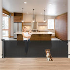 85" Wide Retractable Baby Gate for Stairs, Long Dog Gate, Indoor/Outdoor | Retractable Gate for Deck/Doorway, Easy One-Hand Operation Safety Lock, Scratch-Resistant Mesh Baby Gate, Easy Install, Black