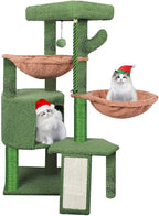 Wang Xin Three Layer Cat Tree with Cat Condo Scratch Pad and Two Hammocks,Green …