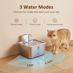 Cat Water Fountain Stainless Steel, 135fl-oz/4L Wireless Cat Fountain,Water & Battery Separation,4000mAh Battery Operated Cat Drinking Fountain with Faucet