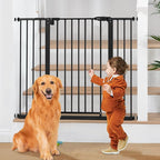 keny 36" Extra Tall Baby Gate for Stairs, 29-42.5" Wide Auto Close Dog Gate | Pressure Mounted Easy Walk Through Pet Gate for Doorways, Durable Safety Stair Gate, Black