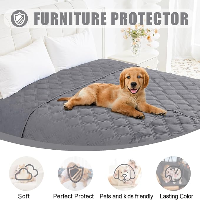Smiry Waterproof Dog Bed Cover, Reversible Pet Blanket for Sofa Couch | Soft Washable Dog Blanket, Leakproof Couch Cover for Dogs Cats & Furniture Protection, 40x90, Grey/Grey