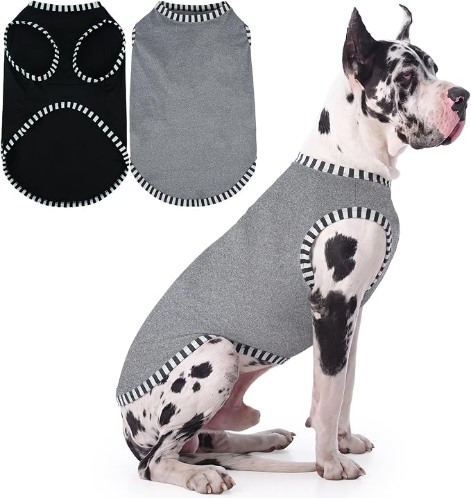 IECOii 2 Pack Dog Surgery Recovery Shirt Sleeveless Lightweight Dog Tshirt | T-Shirts with Stretch Fit,Gentle on Sensitive Skin,Anti-licking for Hot Spots,Shedding Control Tee,For Small to Giant Dogs