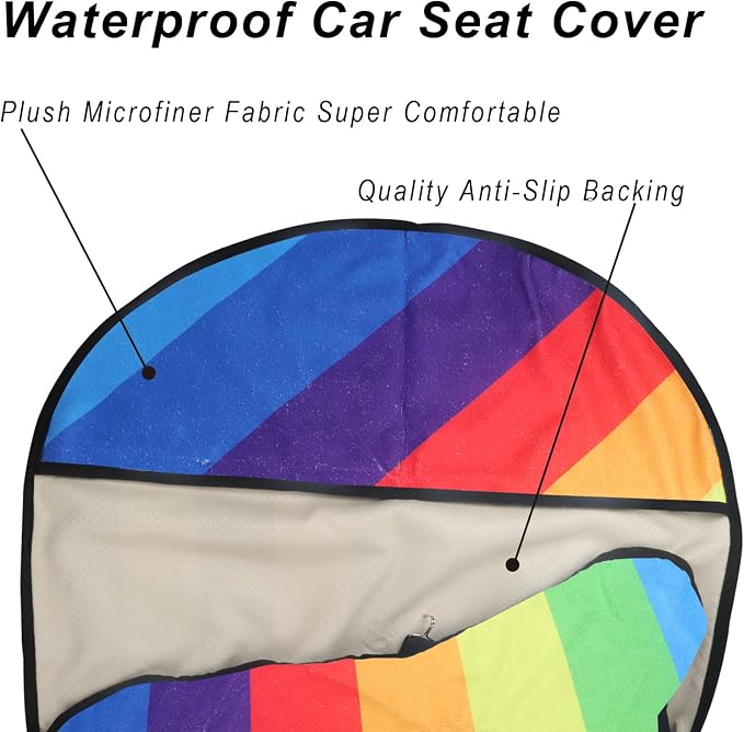 Car Seat Cover Protector Front Seats,for Gym Workout,Running,Swimming,Beach and Hiking,Waterproof Sweat Towel Bucket Seat Covers for Cars SUV Trucks (Rainbow, 1Pcs)