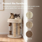 MECOOL 4in1 Small Cat Tree,Scratching Post with Tower Soft Bed, Sisal Carpet Jute Posts with Three Hanging Ball Toys and Massage Brush for Indoor Cats and Kittens