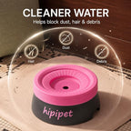 Floating Pet Water Bowl for Dogs and Cats, No Spill Anti-Overflow Splash Proof Dish with Floating Disk, for Travel and Home (Black+Pink(1200ml))