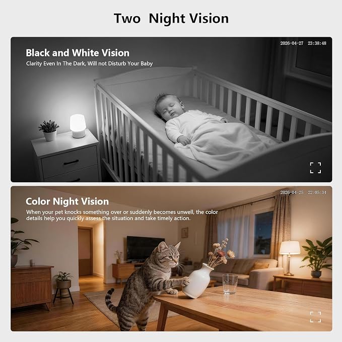 3MP WiFi Indoor Pet Security Camera | 360° Pan Tilt, 16GB Local Storage, Plug-In Wired Power | Color Night Vision, Motion Detection for Baby, Pets, Home