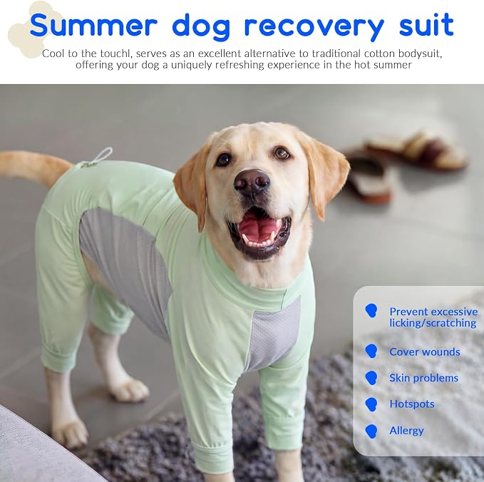ROZKITCH Sun Protection Dog Shirts Quick Dry Soft Stretchy Dog T-Shirts with Pocket, Dog T-Shirt with Four Sleeves, Transforming Vest for Cool and Quick Dry Green 3XL