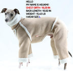 D Doggy Star Italian Greyhound Cold Weather Coat Warm Fleece Corduroy Sweater Turtleneck Onesie Clothes Whippet for Dog (M,Corduroy Beige)