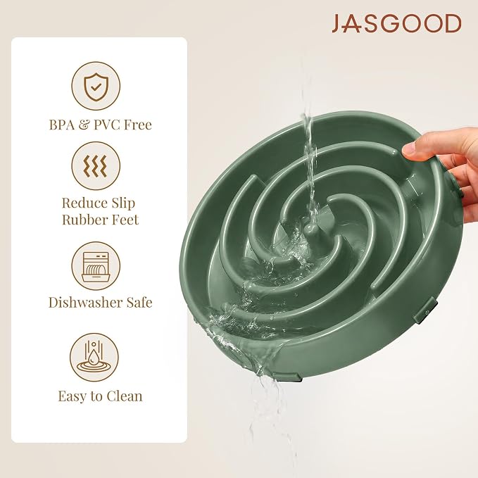 JASGOOD Slow Feeder Dogs Bowl for Large Medium Dogs,Anti-Gulping Pet Slower Food Feeding Bowls