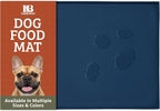 Leash Boss Dog Food Mat - Waterproof Cat & Dog Bowl Mat for Food and Water, Silicone Pet Feeding Mats for Floors, Non-Slip Placemat with High Edges, Puppy Essentials (Small: 18"x11", Navy)