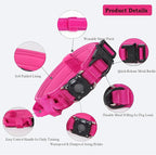 AirTag Dog Collar for Large Dogs Tactical Dog Collar with AirTag Holder | Upgrade Waterproof,Control Handle,Quick-Release Metal Buckle,1000D Nylon Fabric,Soft-Padded Webbing,Velcro Patch(Rose Red,XL)