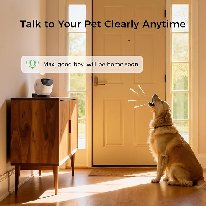 2026 3K Pet Camera Treat Dispenser, 32ft Remote Tossing for Dogs & Cats – Reduces Separation Anxiety, 360° View, Security Indoor Cam w/ Phone App, Barking Alerts, No Subscription, 5G WiFi, Robot M3