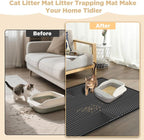 AMOK Cat Litter Mat, Extra Large Silicone Litter Box Mat 40" x 28", Waterproof Litter Trapping Mat for Cats, Durable and Easy to Clean, Black