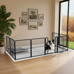 FXW Homeplus Indoor Dog Playpen with Fence-to-Wall Anchors, 32" H, 8 Panels | Calm Indoor Play Area, 4 Wall Anchors for Flexible Boundaries, for Small & Medium Dogs, Patented