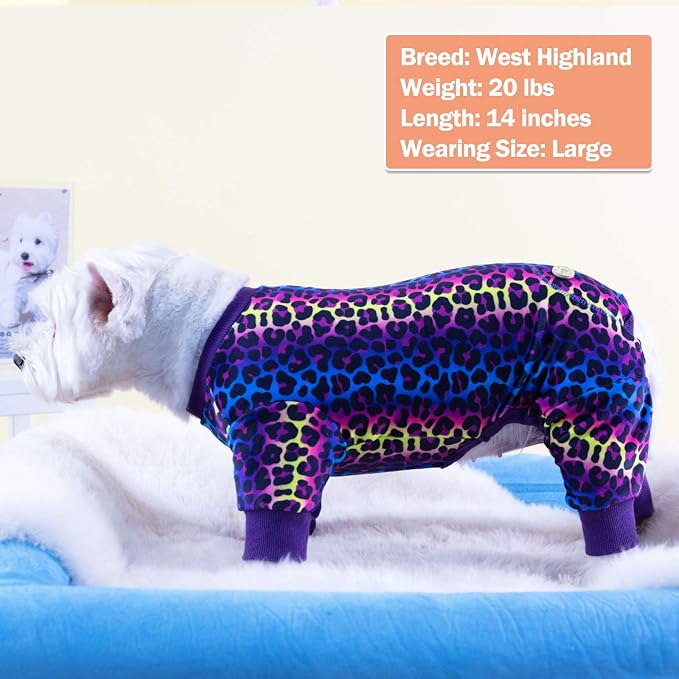 KYEESE Dog Pajamas Velvet Dog Pajamas Small Sized Dogs Soft Dogs Clothes Pjs with Leopard Pattern Stretchy Pet Jammies Coat Comfy Pet Onesie Costume, X-Large