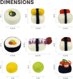 Woolbuddy Wool Cat Toys (Sushi 9 PCS) for Indoor Cats & Kittens Catnip-Free | 100% Pure Wool Felt Interactive Cat Toys, Catnip-Free for Bored Cats, Teething Kittens, Redirect Cat's Destructive Energy