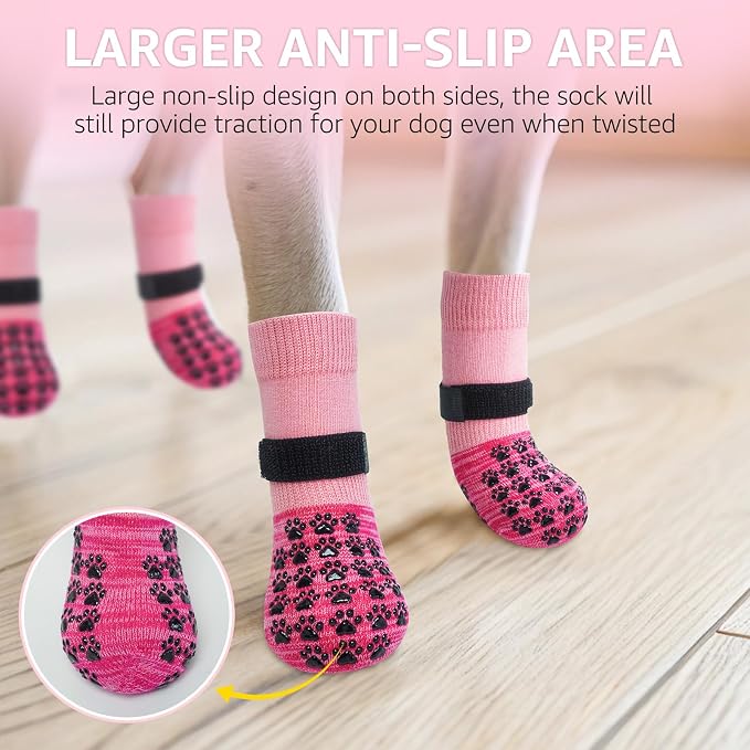SCENEREAL Dog Socks to Prevent Licking Paws for Hot/Cold Pavement Anti Slip, Dog Shoes for Hardwood Floors, Dog Boots & Paw Protectors with Grippers for Small Medium Large Senior Dogs