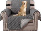 H.VERSAILTEX Chair Slipcover Reversible Chair Cover Water Resistant Washable Chair Cover Non-Slip Fabric Furniture Protector with Elastic Strap for Pets(Armchair, Charcoal Grey)