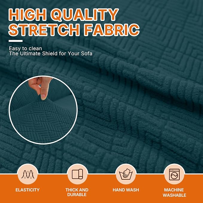 XINEAGE Stretch 3 Seater Slipcover, Non-Slip Pet Couch Cover,Dark Green | Washable Furniture Protector, Elastic Bottom, Dogs & Cats Friendly, Scratch-resistant, Fast Setup, High Elasticity