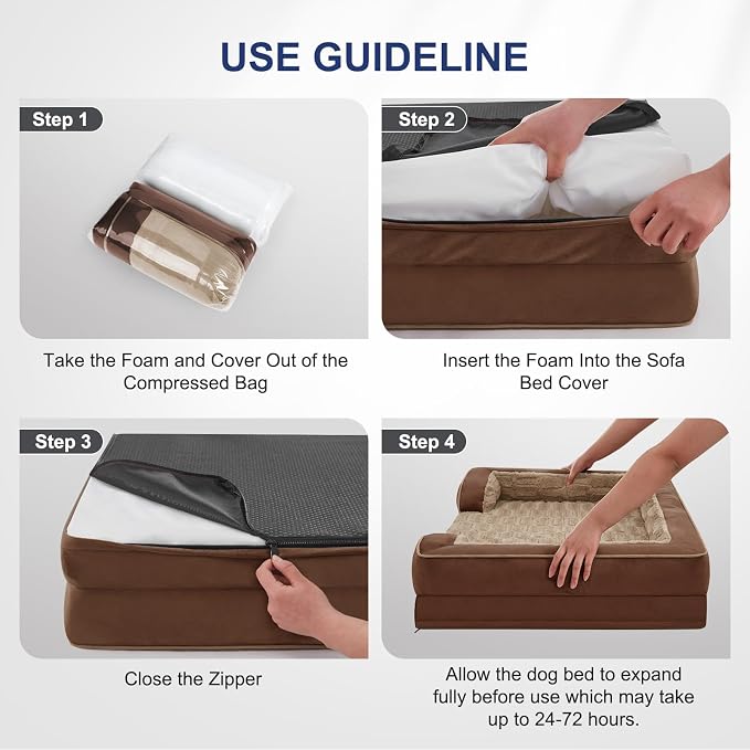 FURTIME Orthopedic Small Dog Bed, Waterproof Dog Beds, 28x23x6.5 Supportive Foam Pet Couch Bed with Removable Washable Cover and Nonskid Bottom
