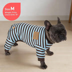 KYEESE Dog Pajamas, Comfy Soft Dog Pajamas for Small Dogs Pet Onesie, Fleece Pet Clothes Dogs PJS with 4 Legs, Stretchy Pets Sleepwear Pets Jumpsuit, Blue Striped, M
